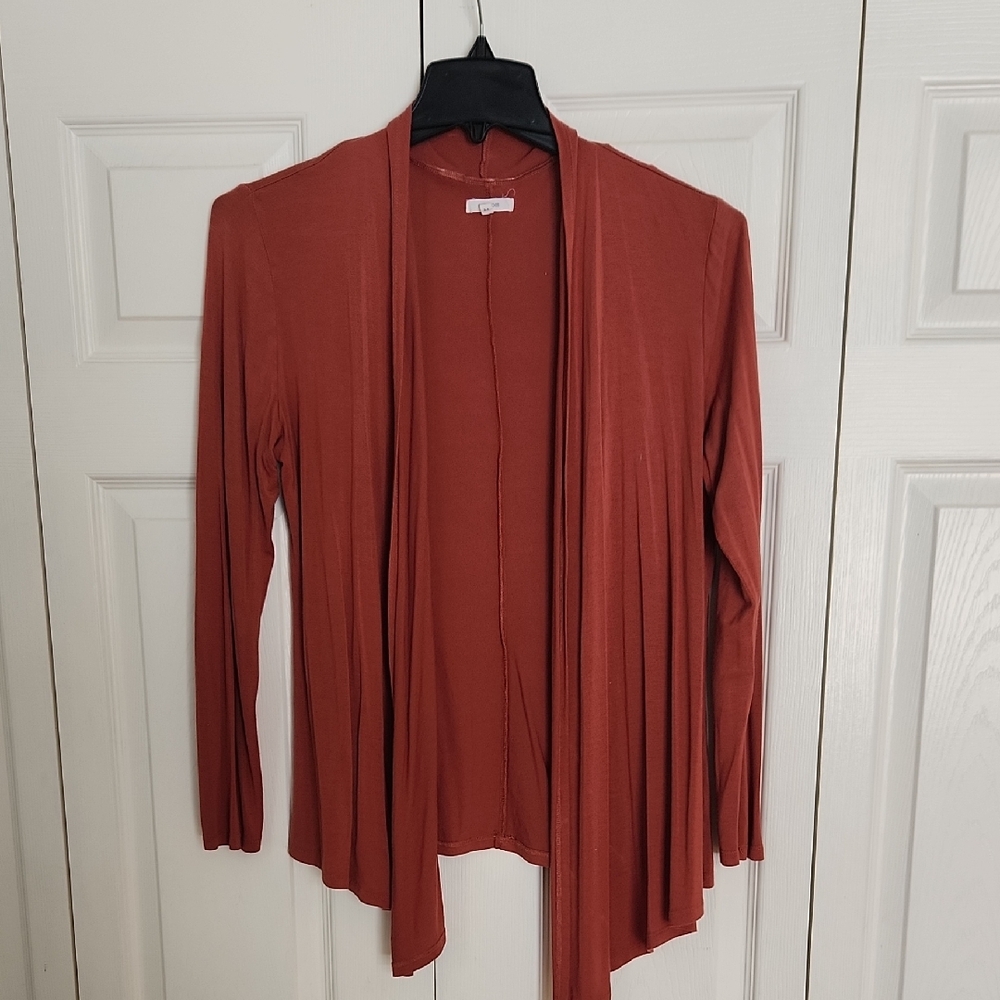 Elegant Maurices Rust Open Front Cardigan